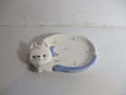 Vintage Otagiri Blue Ceramic Cat Kitten  Dish Trinket Or Soap Dish Spoon Holder
