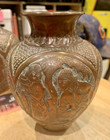 Antique Vintage Persian Middle Eastern Vase High Relief Engraved Bird 6x4 Set