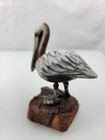 4 tall Pelican Hand Carved Painted Wood Art Sculpture 