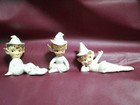Vtg Set Of 3 Lefton Iridescent White Pixie Elf Whimsical Figures Japan  2 Evc