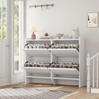 Shoe Cabinet With Flip Drawers  Wooden Shoe Organizer With Adjustable Shelves