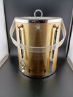 Vtg George Briard Gold Silver 5 Quart Ice Bucket 3 Tools 9 5  Barware 1960 s 
