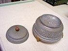 Vintage Aluminum Round Vanity Powder Puff Music Trinket Box  Works  d 