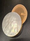 Vintage Mother Of Pearl  Compact Pressed Powder With Puff Brass Trim