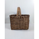 Antique Splint Oak Wood Basket 15 5  Gathering Patina Sturdy No Nails Handmade