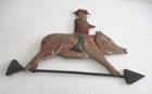 Antique Old Iron Man And Pig Weather Vane Embossed Weathervane  