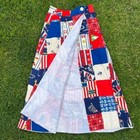 Vintage 50s 60s Patchwork Nautical High Waist Maxi Skirt Patriotic Sailing Med