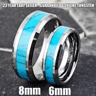 Tungsten Carbide Men s Turquoise Inlaid Comfort Fit Wedding Band Ring Size 5-13