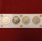 1954 Thru 1957  With 1956 Type 1 - Proof Franklin Half Silver Dollars- 4 Coins