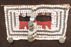 Antique Vintage  Saudi Arabian Bedouin Face Mask Veil Coins Buttons Framed