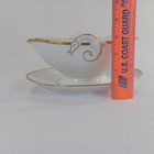 Bing   Grondahl Akjaer Seahorse Gravy Boat W  Attached Underplate Gold Trim