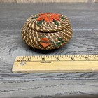 Coushatta Pine Needle Riffia Basket Flower Lid Vintage Native Indian Miniature