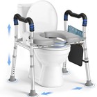 Raised Toilet Seat With Handles  500 Lbs Capacity  Adjustable Height  Safe   Sec
