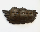 Vintage Guerrero Carved Wood Angels Trio Glass Eyes Mexican Folk Art Windblower