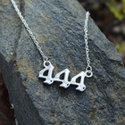 Silver 444 Angel Number Necklace  Jewelry Charms Minimalist Stainless Steel