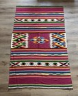 Antique Vintage Wool Mexican Saltillo Serape Blanket Rug Bright Colors 87   x53   