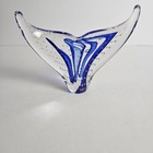 Scott Hartley Transparent Infinity Art Glass Whale Tail 5 5 w X 4 75 t X 1 25 d