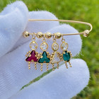 14k Yellow Gold Brooch Pin   Birthstone Crystal Charm Baby Babies Kids Mom 2 9g