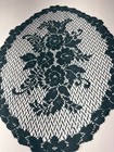 Oval Floral Lace Doily 19    X 14    Elegant Vintage Table Decor Green Handmade