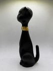 Vintage Mcm Atomic Style Plastic Tall Black Cat W  Blue Eyes Bank