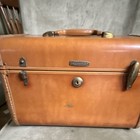 1950s True Vintage Brown Leather Hard Vanity Train Case Locking  Compartments