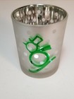 Yankee Candle - Green Runaway Snowman Frosted Gray Glass Votive Holder New 