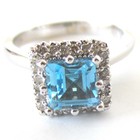 14k Gold Ring With Blue Topaz And Diamonds