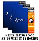  3 Sets Elixir Nanoweb 12052 Nickel Plated Electric Guitar Strings Light -10-46 