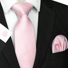Mens Solid Color Formal Tie Pocket Square Cufflinks Tuxedo Accessory Set