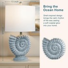 Crestview Coastal Shell Table Lamp - Resin Seashell Light Blue With Linen Shade