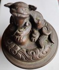 Antique Dragon Chinese Bronze brass Foo Dog Censer Incense Burner
