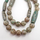 24  Strand Mixed Tibetan Agate Etched Stone Dzi Asian Beads Estate Collection