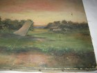 Antique Country Home Land Oil Painting Folk Art Sea Sailboat Lake Pond Ship Boat
