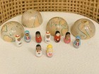 Lot 2 Vintage Wooden World Globe With 9 Nesting Dolls 2     Multicultural