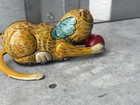 Vintage 1930s-40s Marx Mar Toys Tin Litho Tiger Cat Wind-up Toy W  Red Ball