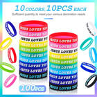 100 Pcs Jesus Loves You Silicone Wristbands Rubber Bracelets Colorful Jesus Love