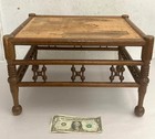 Antique 19th C  Oak Foot Stool Victorian Stick And Ball