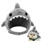Cute Cat Costume Warm Shark Hat For Cats Adjustable Soft Small Pet Headwear Hat