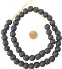 48 Ghana Round Black Handmade Recycled Glass African Trade Beads-ghana