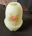 Vintage Fenton Burmese Uranium Custard Glass Fairy Lamp H p  Flowers New Mint
