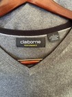 Claiborne Performance Men s Gray Solid Knit V-neck Pullover Sweater L
