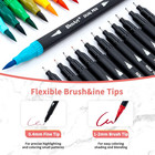 Dual Brush Markers Set - 24 Fine Point Pens For Coloring And Journaling
