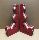 Antique Pair Wood Corbel Roof Brackets Shabby Red   White Vtg Chic Old 1034-26b