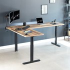 Vivo Electric 83  X 60  Stand Up Corner Desk  Reclaimed Wood Tops  Black Frame