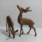 Pair Of Beautiful Vintage Brass Deer - Buck And Doe - Mcm Figurines