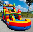 Rainbow Sun Castle 12 Foot Inflatable Water Slide   Commercial 1hp Blower