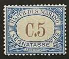 Travelstamps  San Marino Stamps Scott  j19 - C 5 Mint Original Gum Moglh