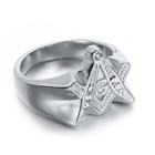 Vintage Cz Inlay Masonic Ring Men s Stainless Steel Freemason Biker Punk Ring