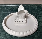 Vintage Camark Pottery White Shallow Bowl Planter Bird Flower Frog Holder 