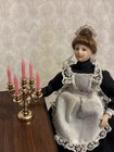 Dolls House 1 12 Scale Miniature Brass Candelabra   5 Pink Wax Candles